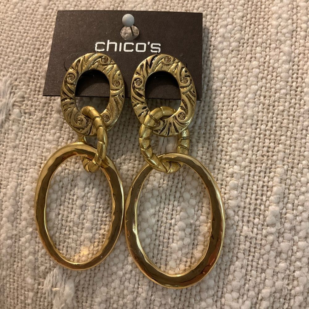0209-Chico's Elegant Gold Hoop Earrings